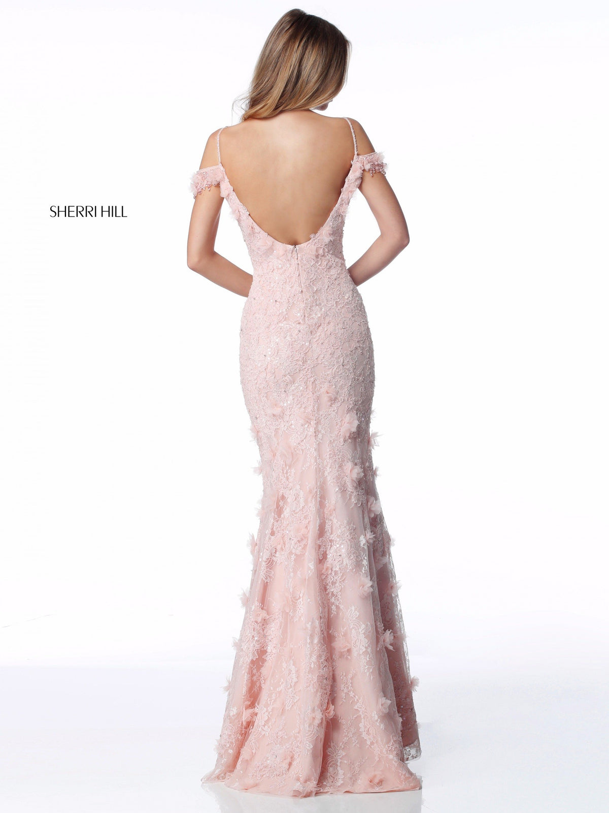 Sherri Hill 51767 lace flower appliqued gown