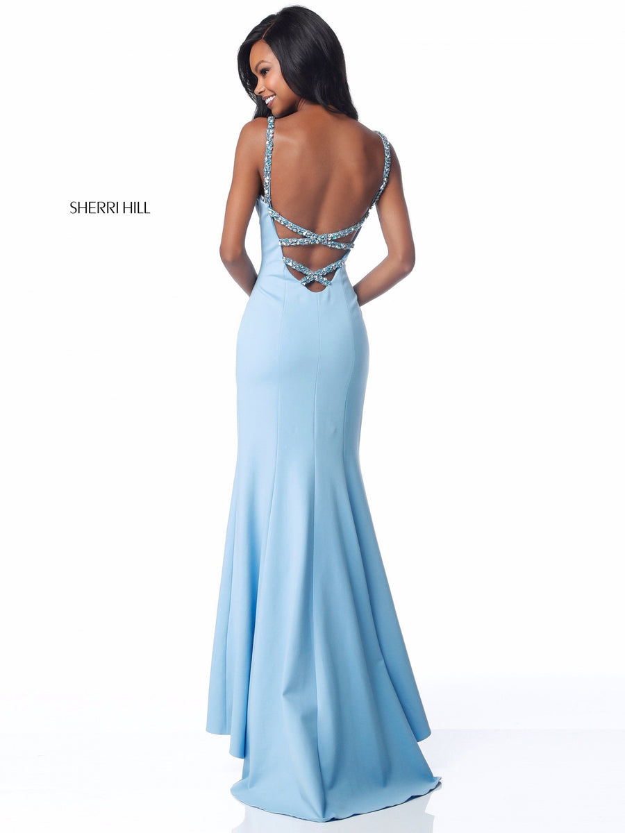 Sherri Hill style 51777 in emerald, Fitted Jersey Gown