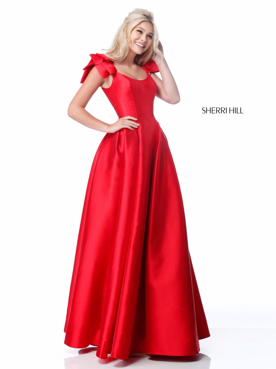Sherri Hill style 51831 in red, Scoop Neck A-Line Skirt