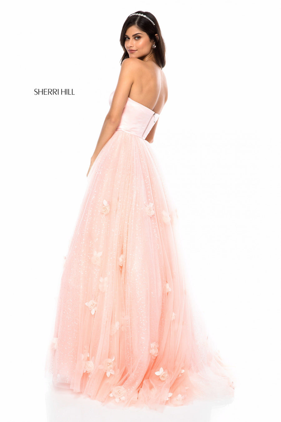 Sherri Hill style 51672 in ivory, Appliqued Ball Gown