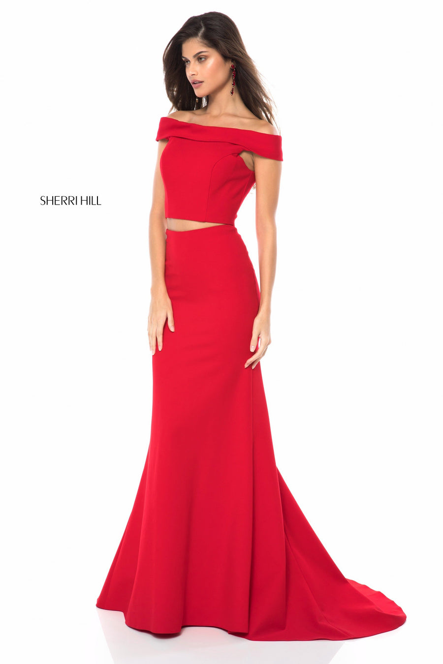 Sherri Hill style 51757 in ivory, Jersey Mermaid Two Piece Gown