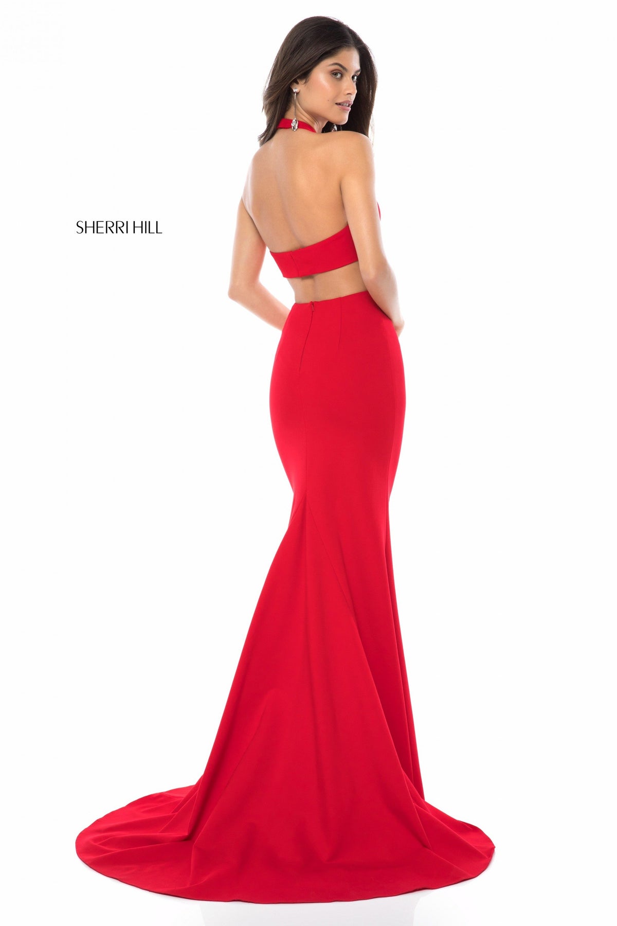 Sherri Hill 51773 v jersey halter bodice with mermaid skirt
