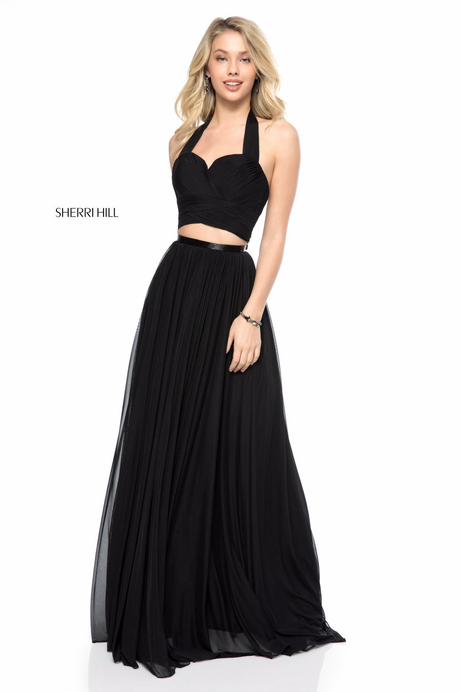 Sherri Hill style 51900 in red, Chiffon Two Piece Gown