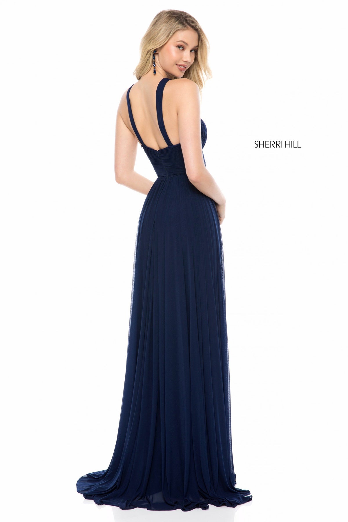Sherri Hill 51903 chiffon gown with cross front keyhole
