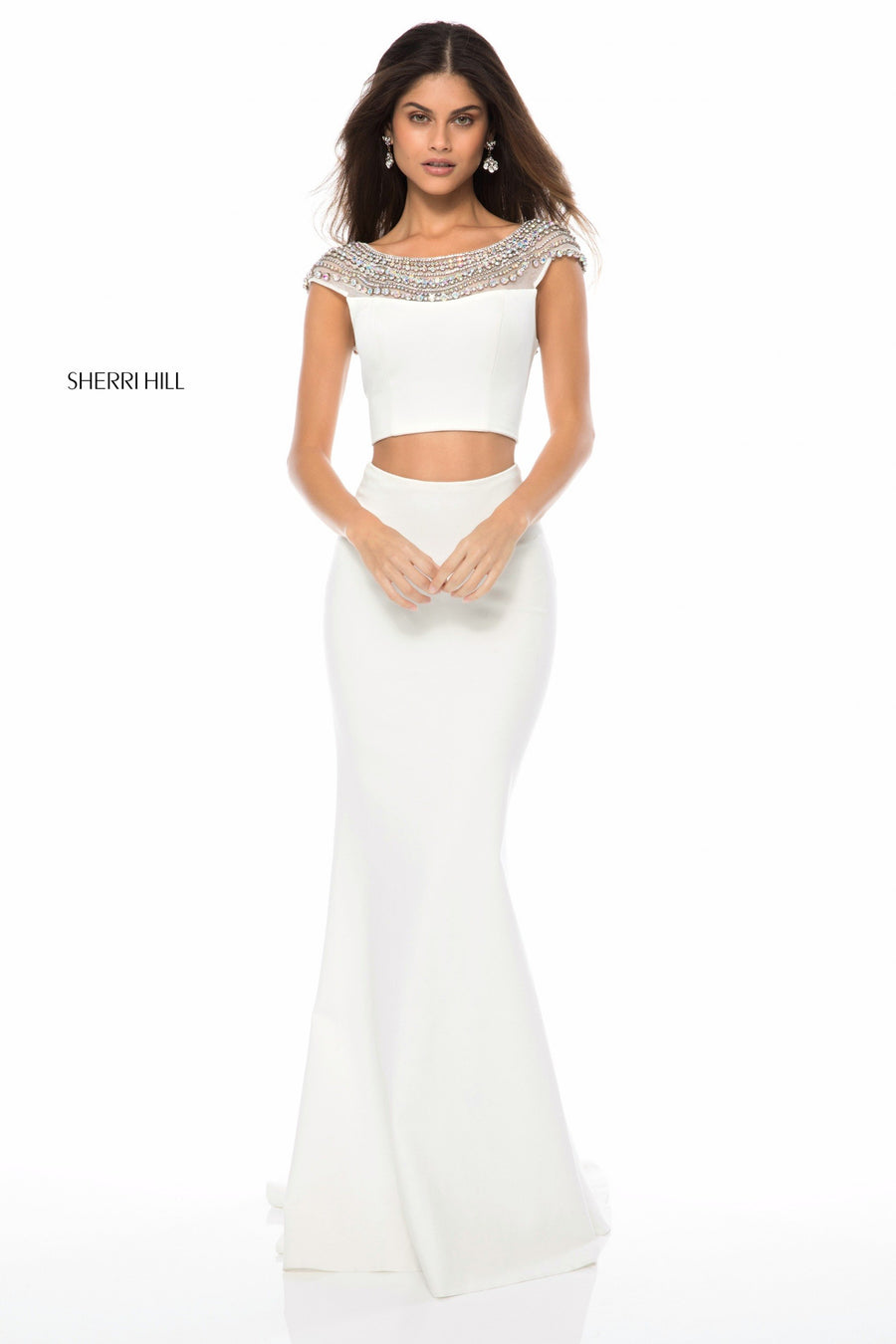 Sherri Hill style 51966 in red, Jersey Two Piece Mermaid Skirt