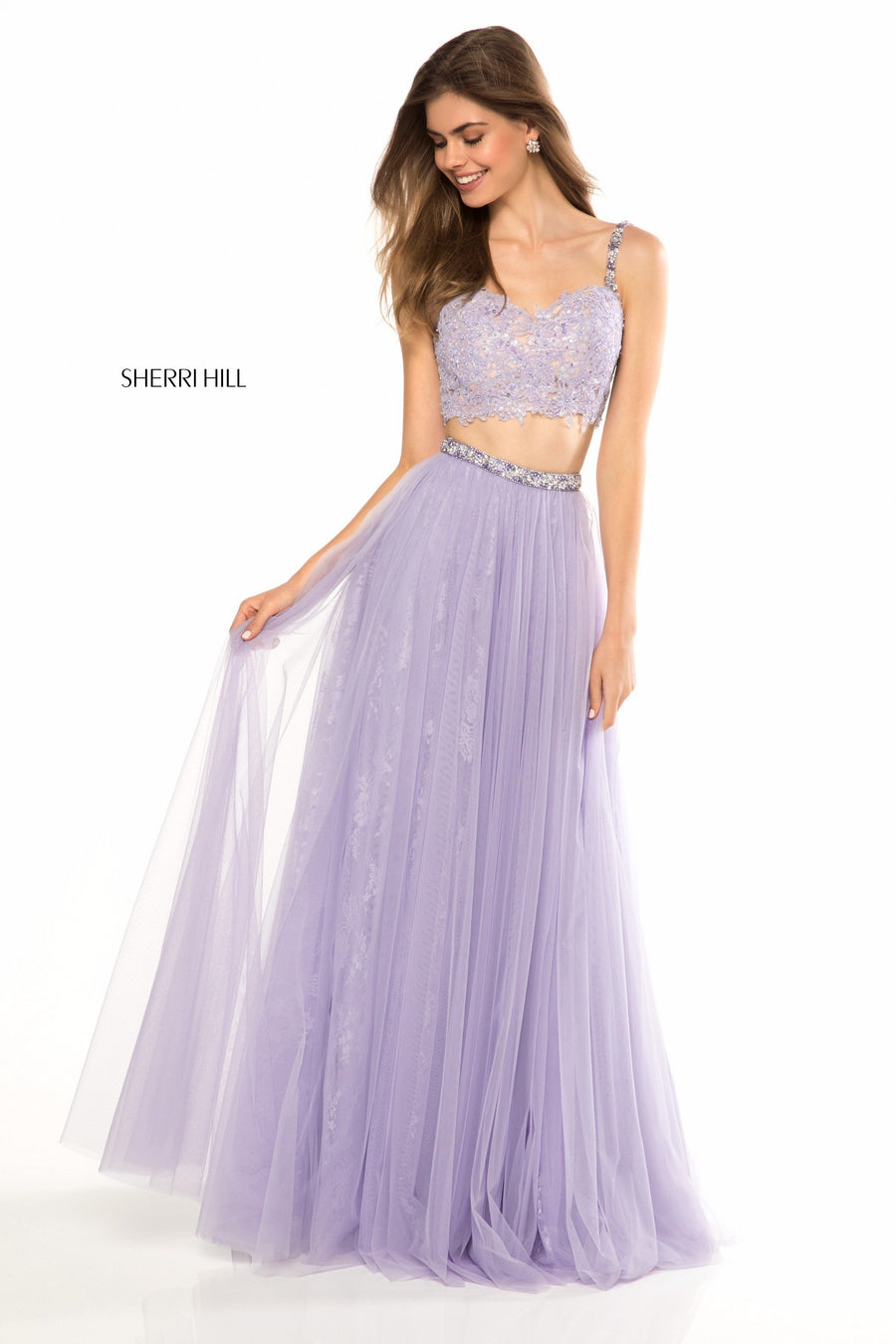Sherri Hill style 51971 in light blue, Two Piece Tulle Skirt