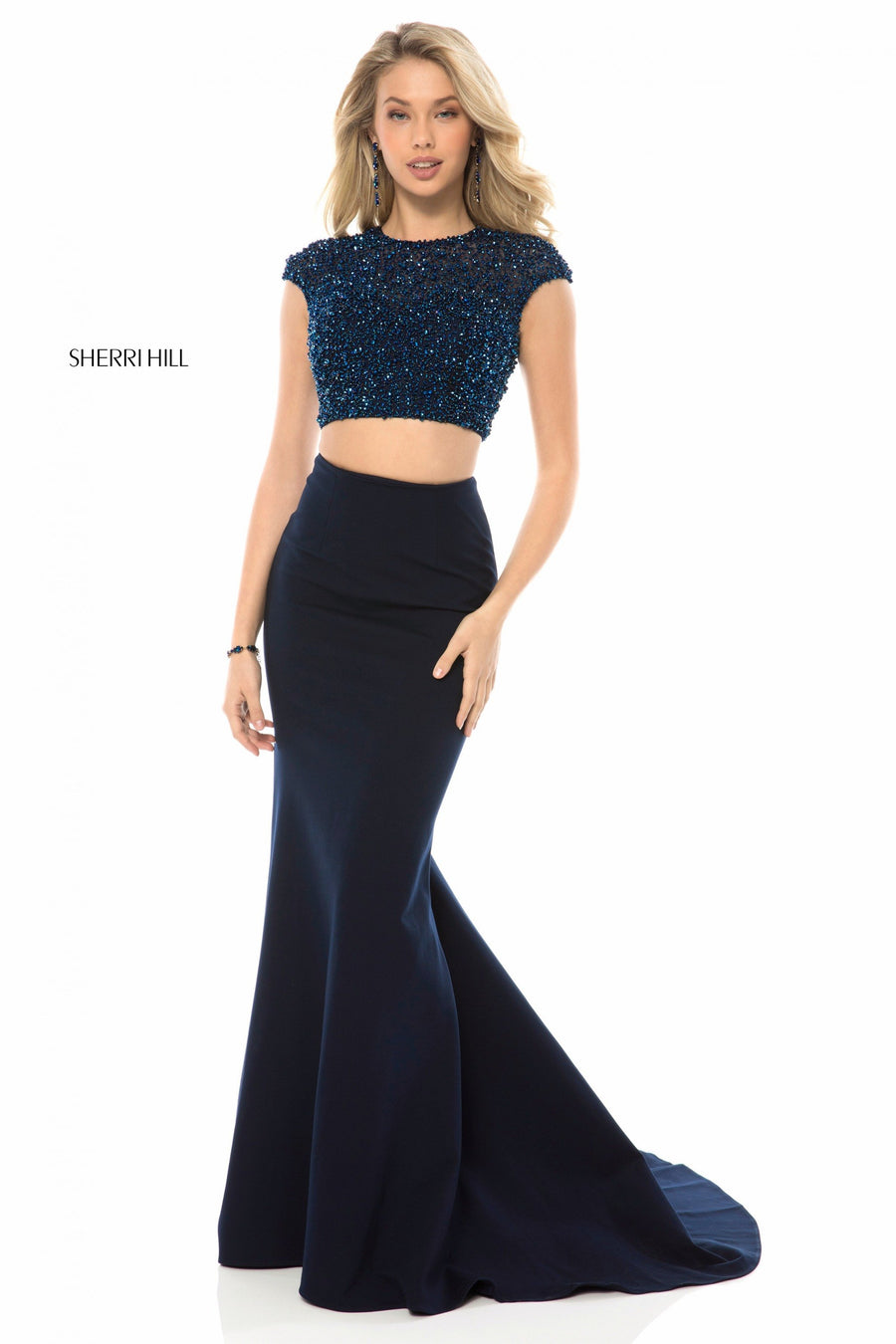 Sherri Hill style 51979 in black, Two Piece Fitted Jersey Skirt