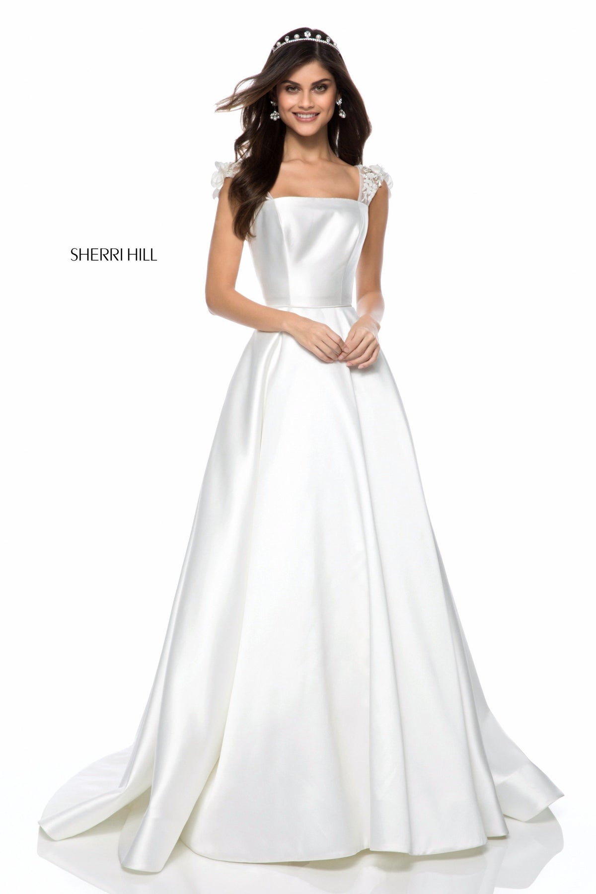 Sherri Hill 52045 satin ball gown in ivory