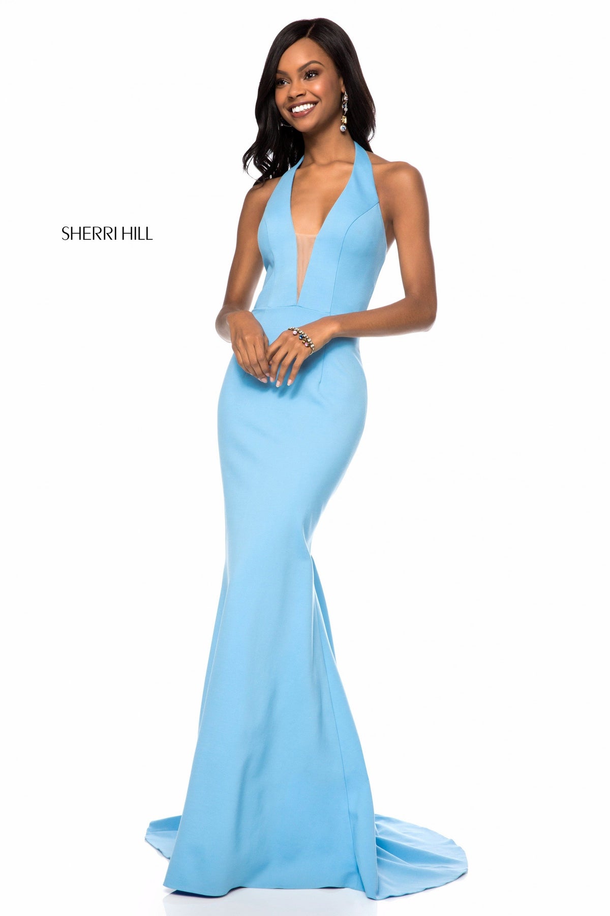 Sherri Hill 51773 v jersey halter bodice with mermaid skirt