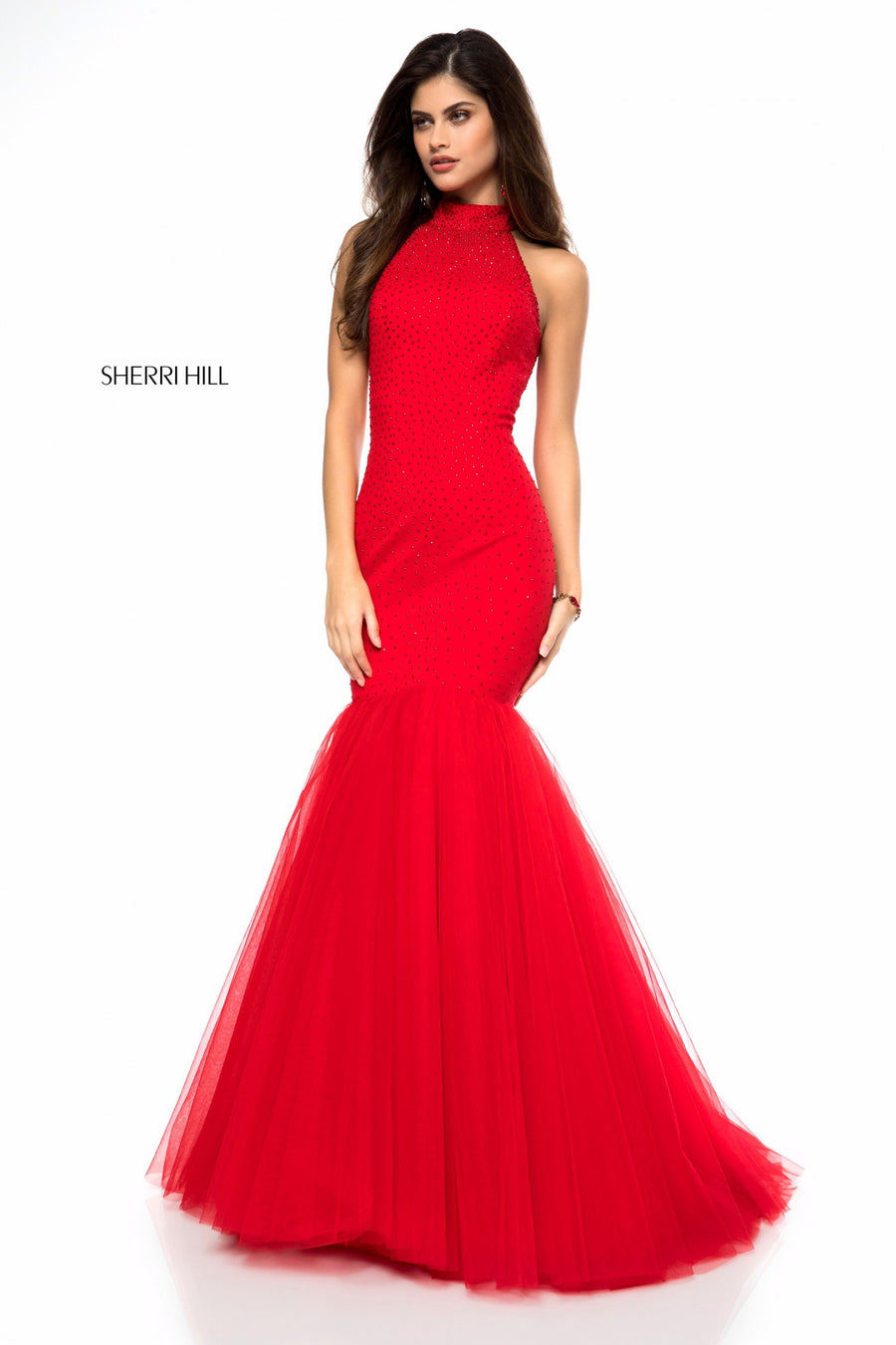 Sherri Hill style 51779 in ivory, Jersey Bodice with Tulle Mermaid Skirt
