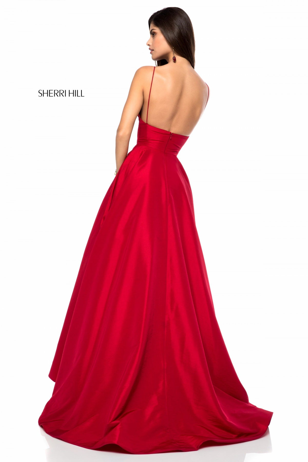 Sherri Hill 51822 taffeta A-line gown with V-neck bodice