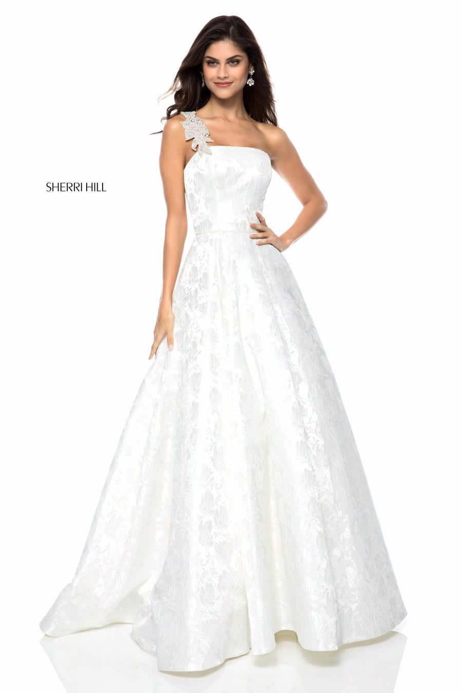 Sherri Hill style 52037 in ivory, Satin Ball Gown
