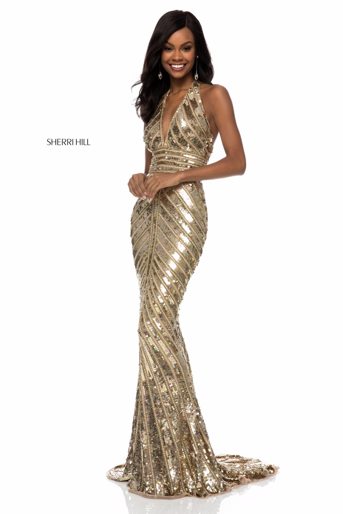 Sherri Hill 52073 fitted beaded gown
