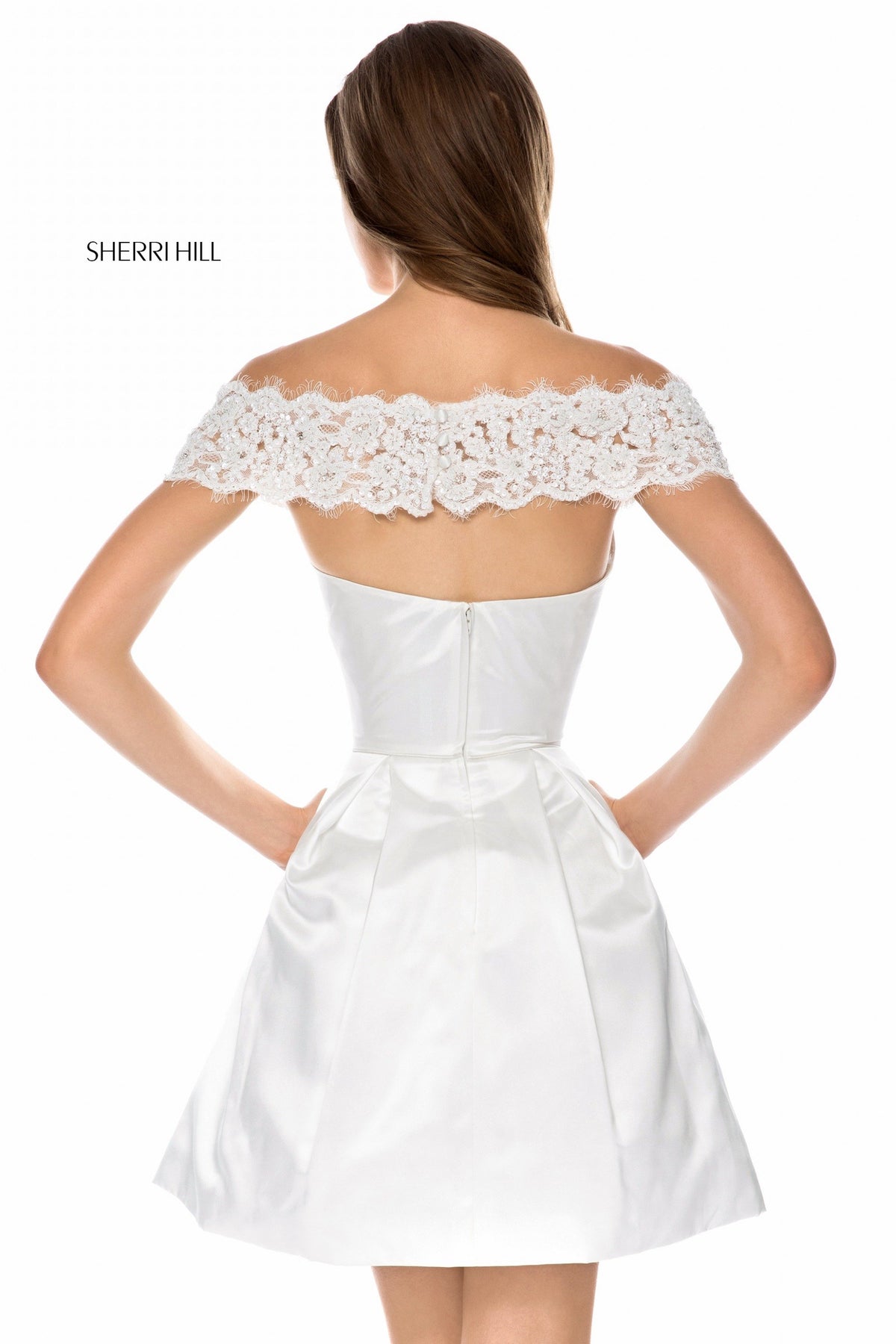 Sherri Hill 51958 satin cocktail A-line skirt