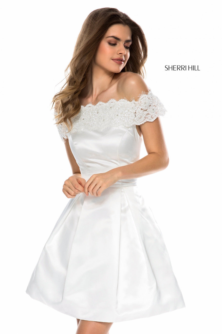 Sherri Hill style 51958 in black, Satin Cocktail A-Line Skirt