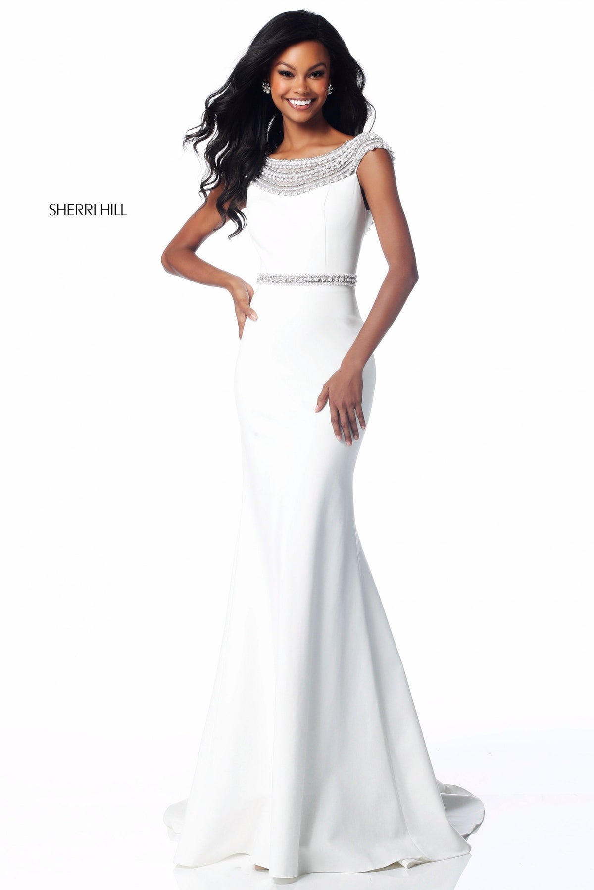 Sherri Hill 51915 jersey mermaid skirt in ivory