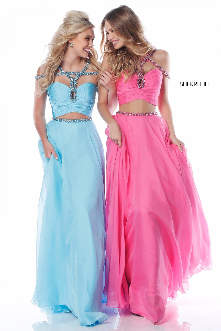Sherri Hill style 51812 in light blue, Chiffon Two Piece Gown