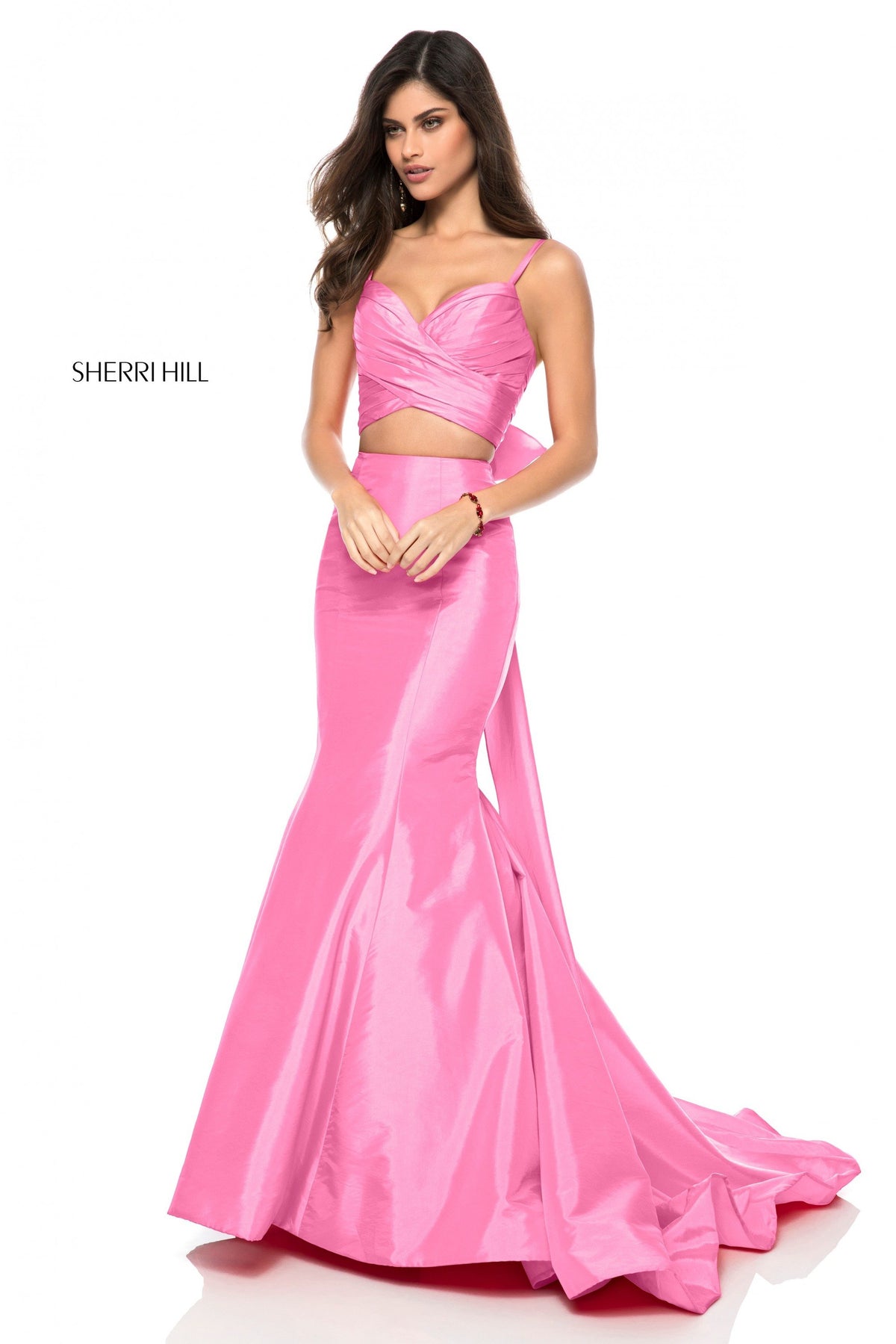 Sherri Hill 52006 two piece mermaid gown in candy pink