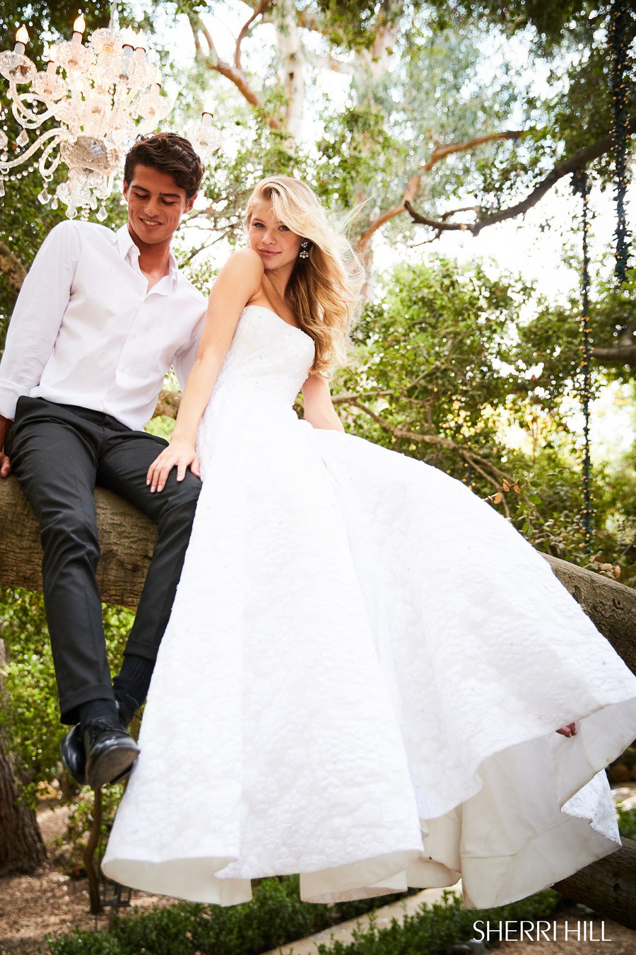 Sherri Hill style 51623 in pink, Strapless Floral Ball Gown
