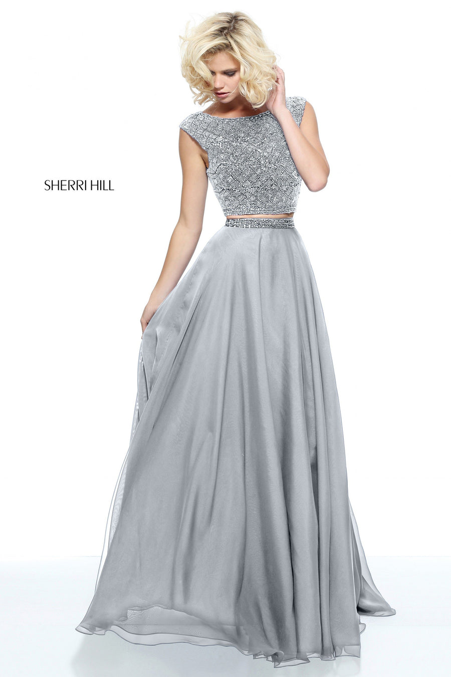 Sherri Hill style 51091 in jade, Two Piece Chiffon Gown