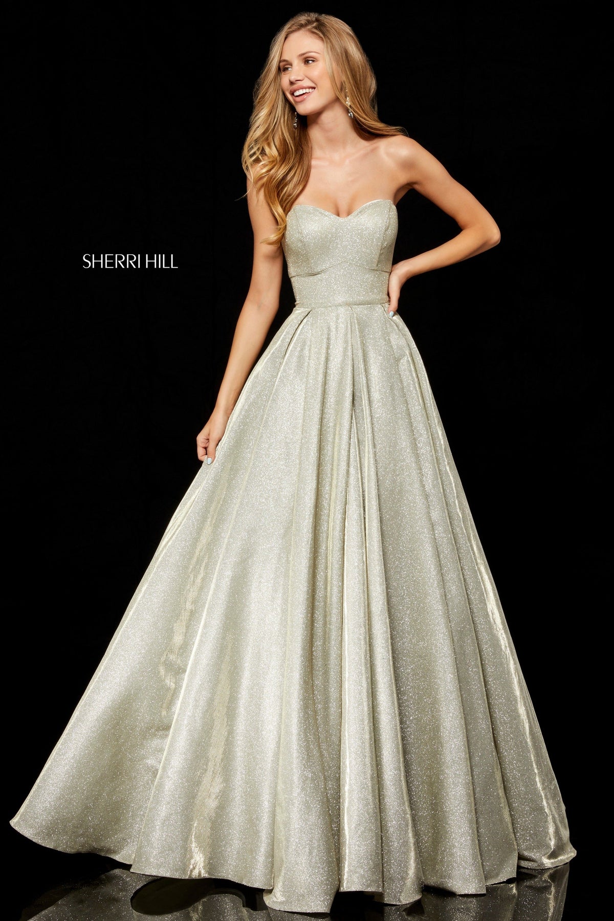 Sherri Hill 52391 glitter strapless ball gown