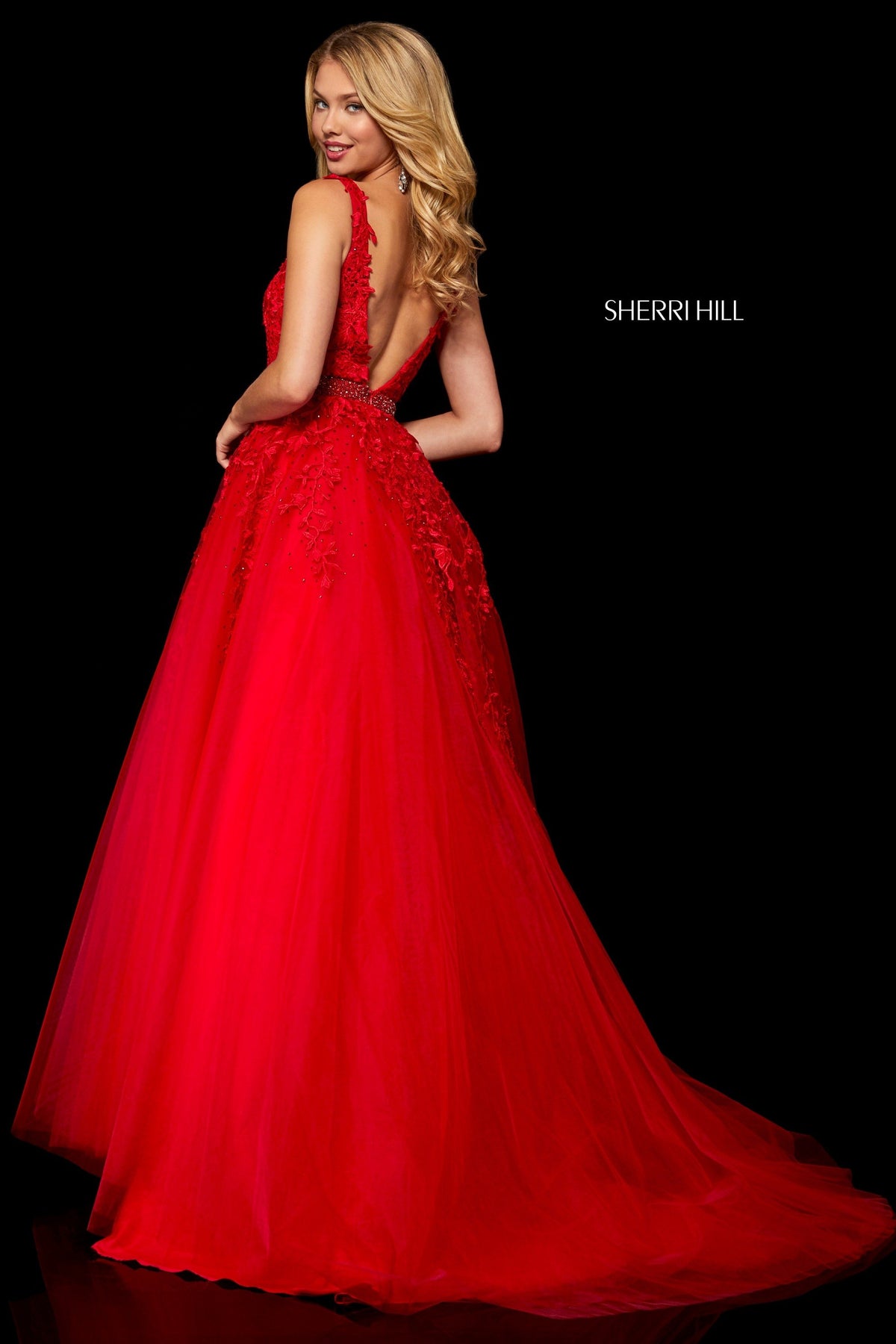 Sherri Hill 11335 lace bodice tulle ball gown