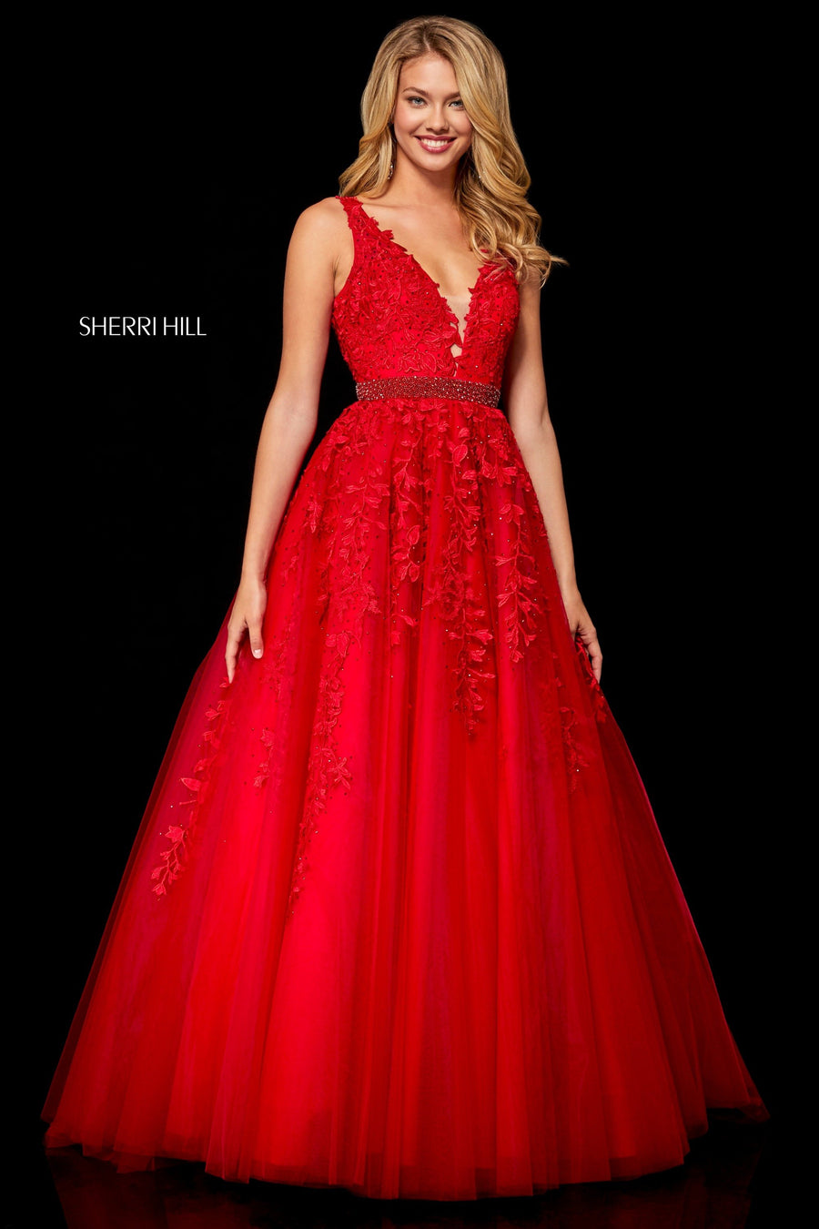 Sherri Hill style 11335 in ivory/nude, Lace Bodice Tulle Ball Gown
