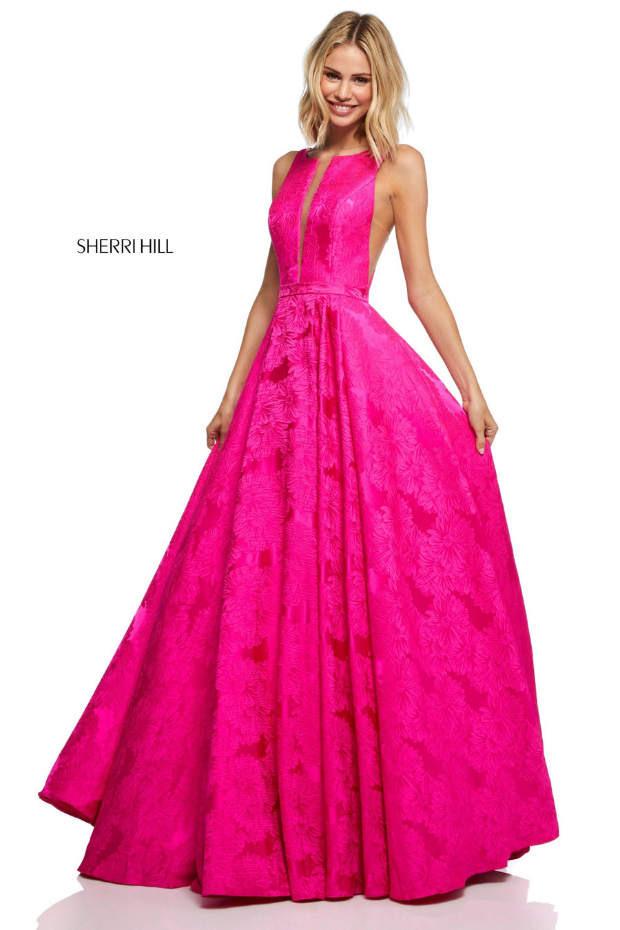 Sherri Hill style 51703 in lilac, Mikado Embroidered Ball Gown