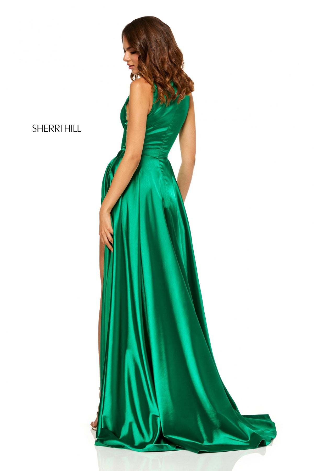 Sherri Hill 52407 silk charmeuse gown with high neck