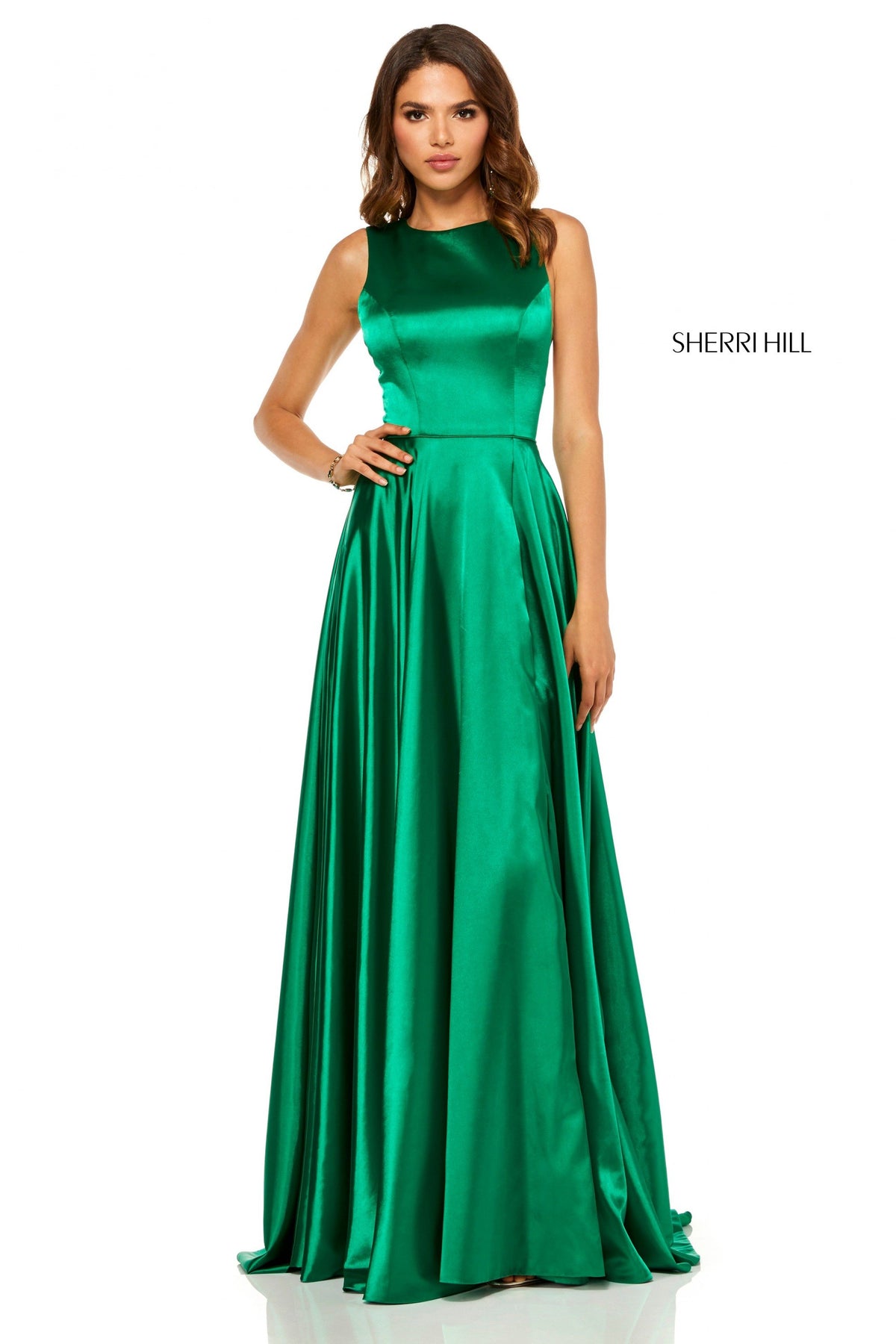 Sherri Hill 52407 silk charmeuse gown with high neck