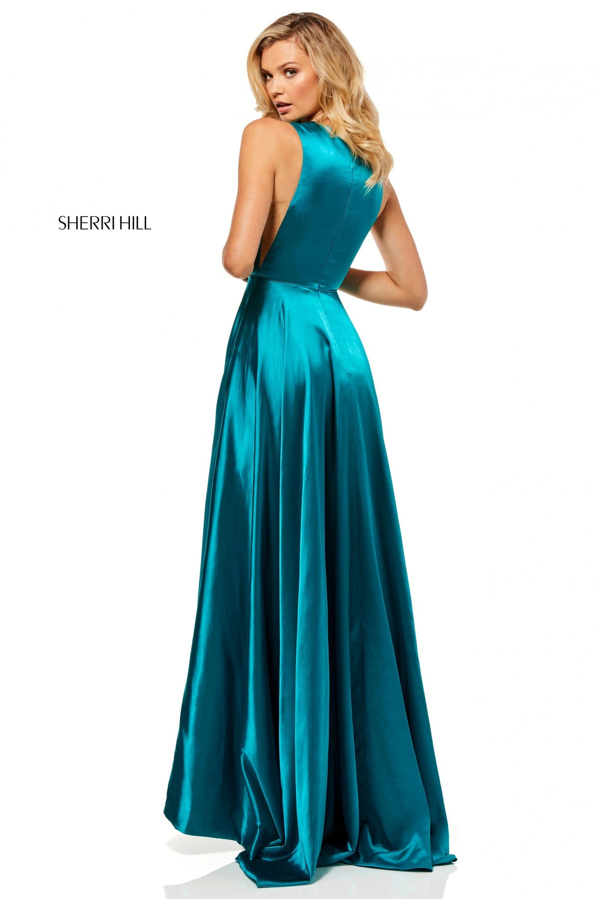 Sherri Hill 52407 silk charmeuse gown with high neck
