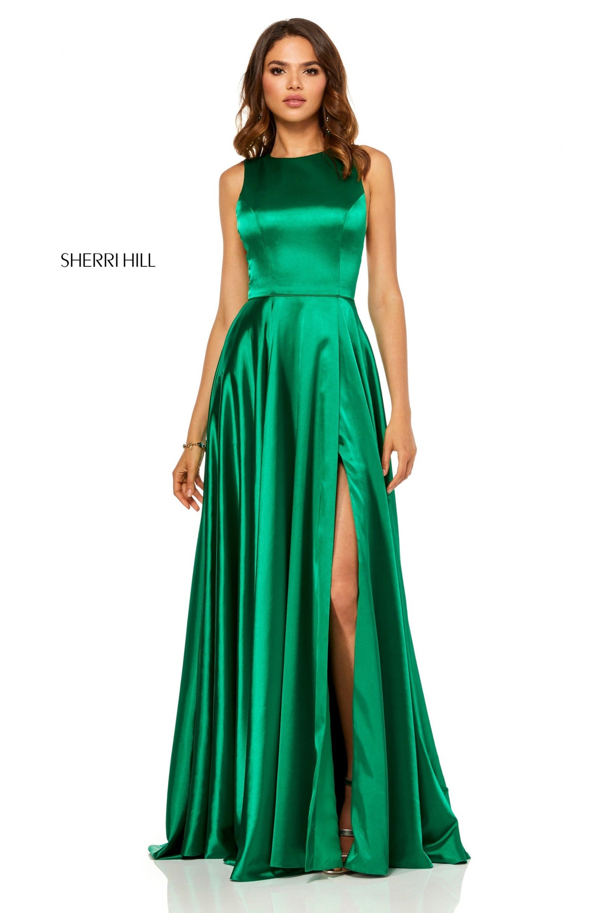 Sherri Hill 52407 silk charmeuse gown with high neck