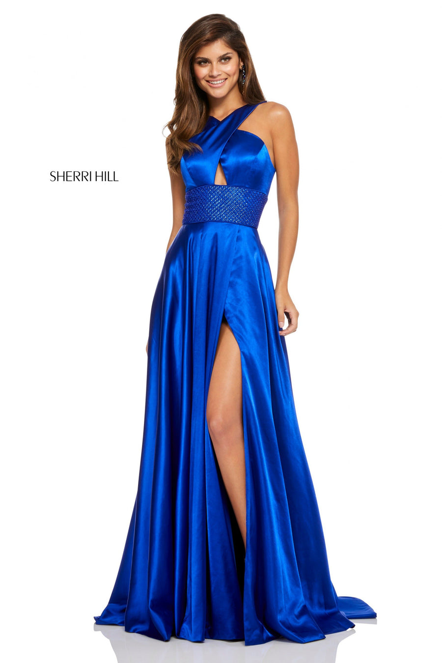 Sherri Hill style 52566 in red, Silk Charmeuse Gown