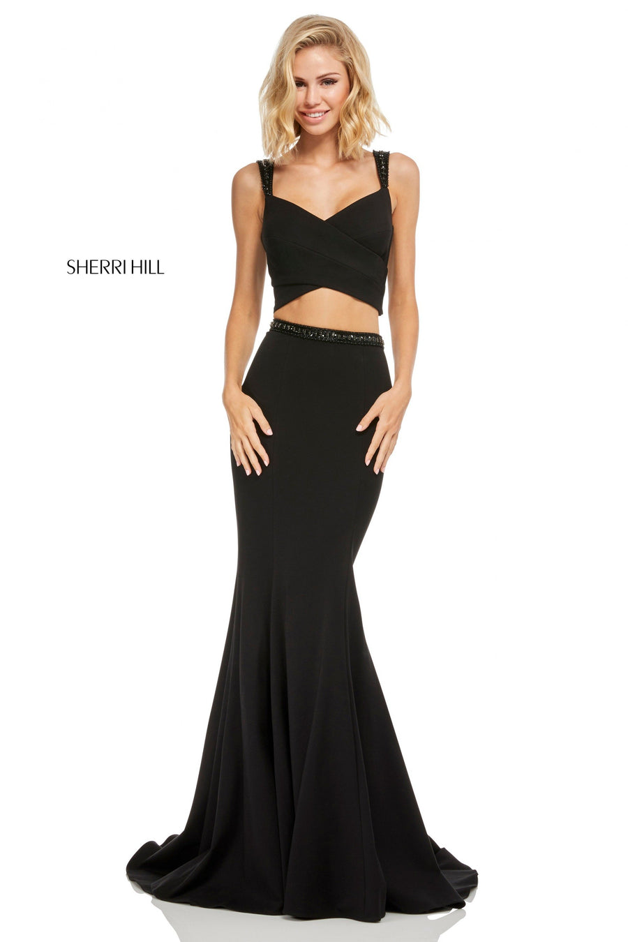 Sherri Hill style 52633 in black, Two-Piece Scuba Mermaid Gown