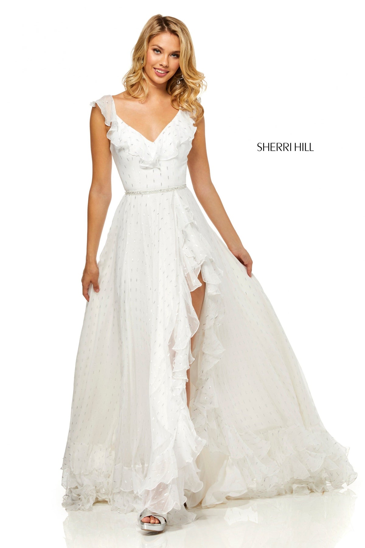 Sherri Hill 52643 chiffon metallic print dress