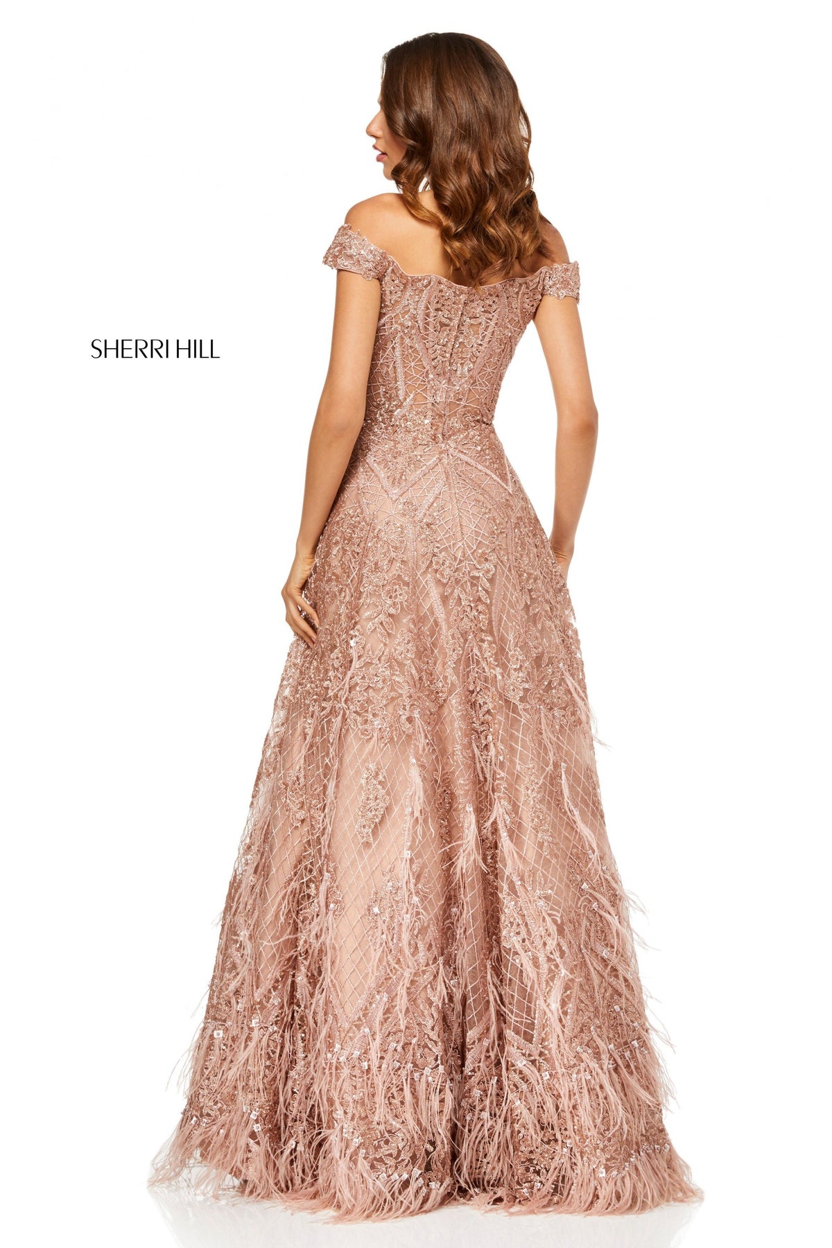 Sherri Hill 52650 feathers at skirt