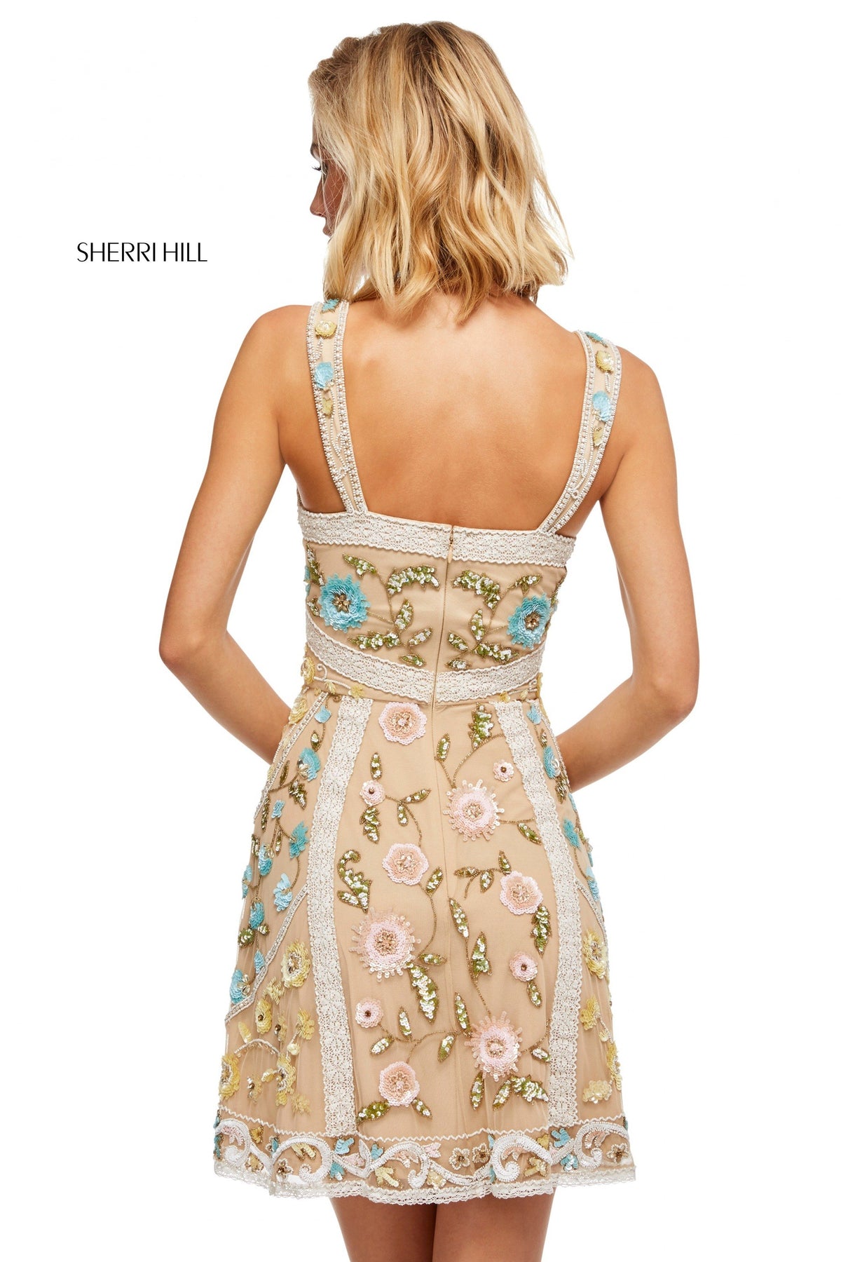 Sherri Hill 52669 V-neck sheath cocktail gown