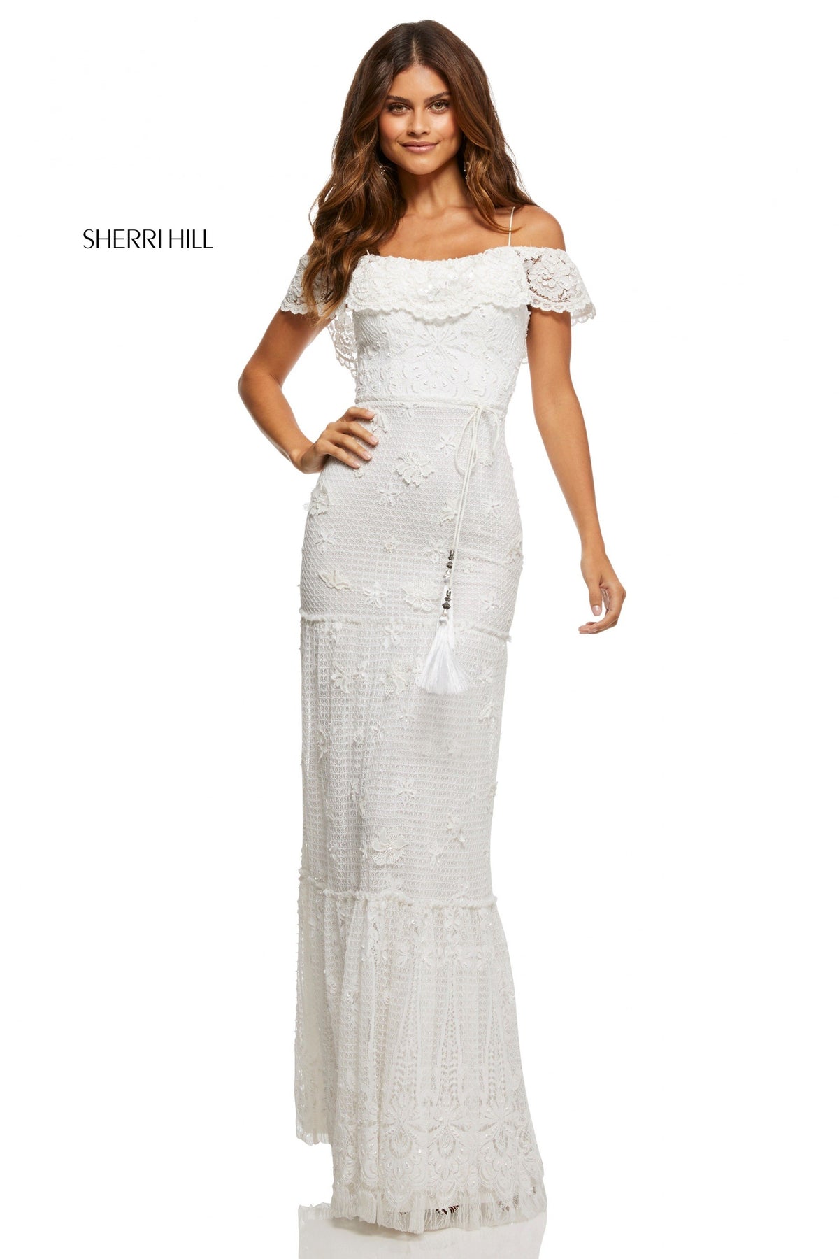 Sherri Hill 52688 crocheted gown
