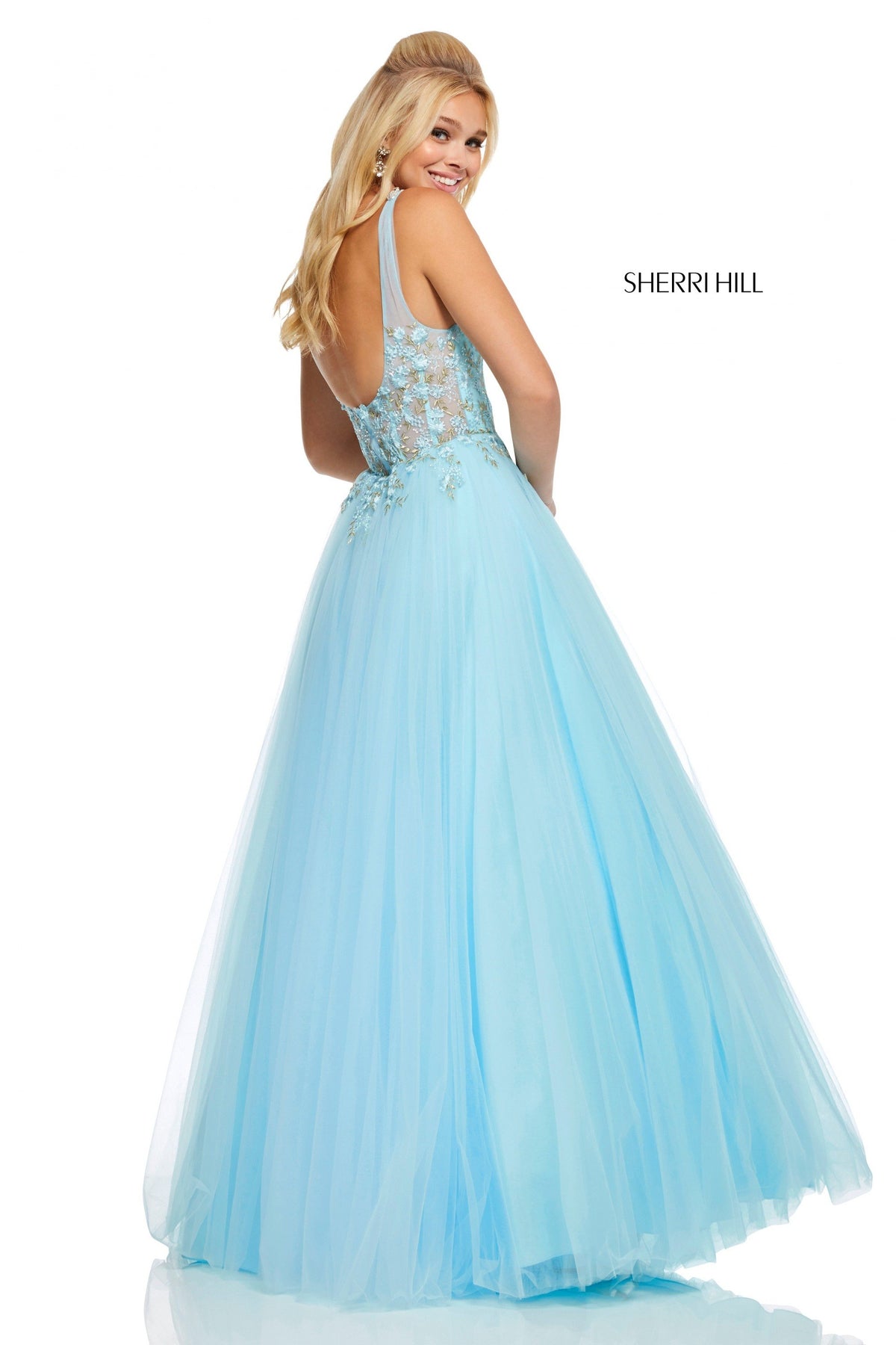 Sherri Hill 52738 tulle V-neck ball gown