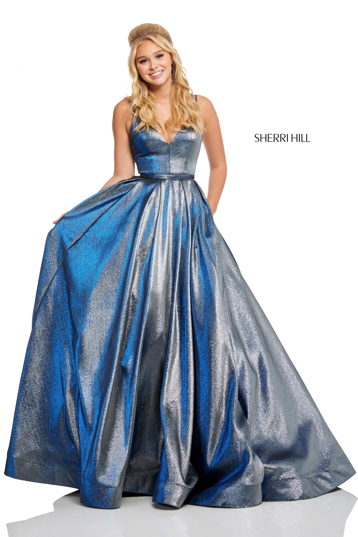 Sherri Hill 52755 glitter V-neck ball gown