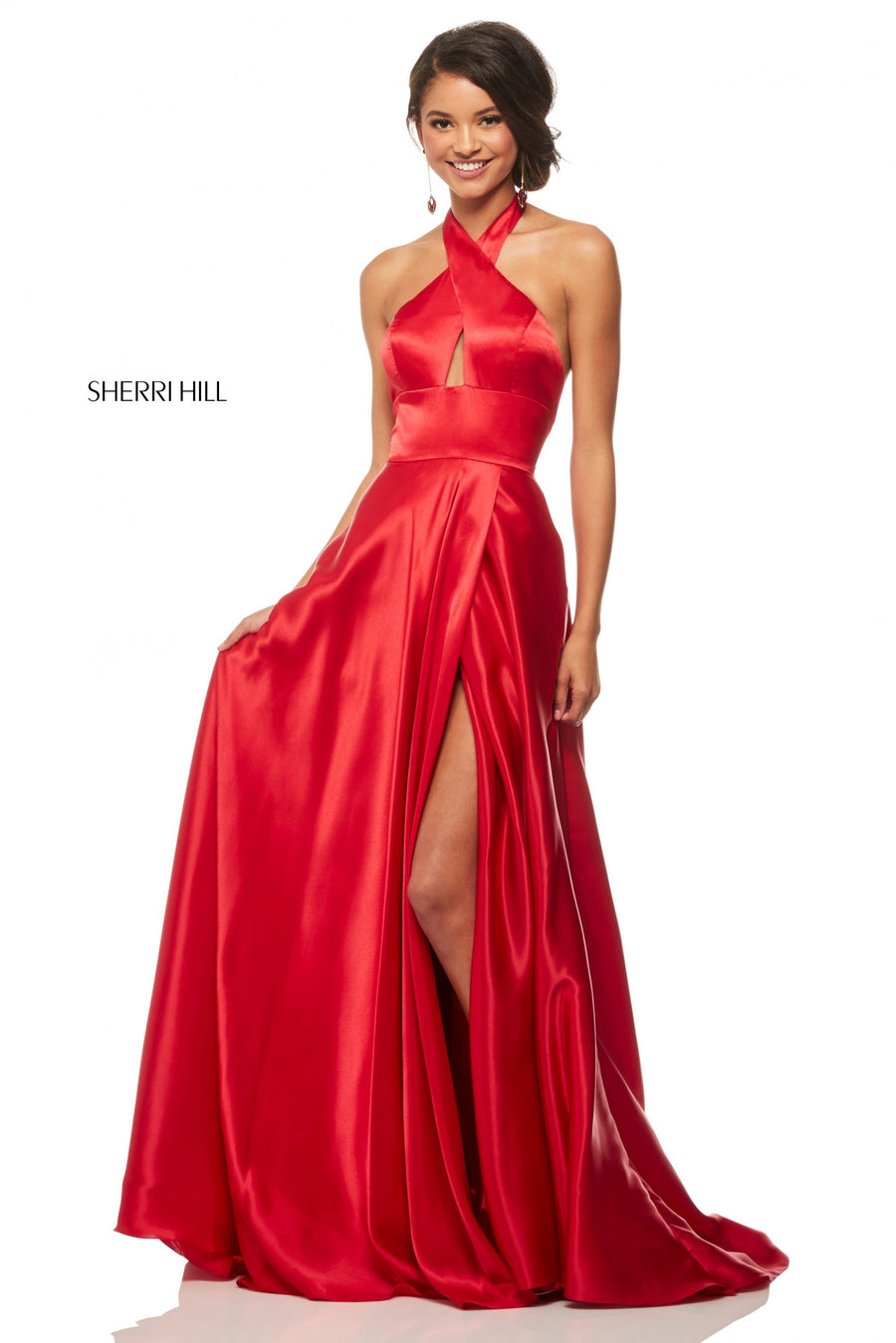 Sherri Hill style 52745 in wine, Charmeuse Gown