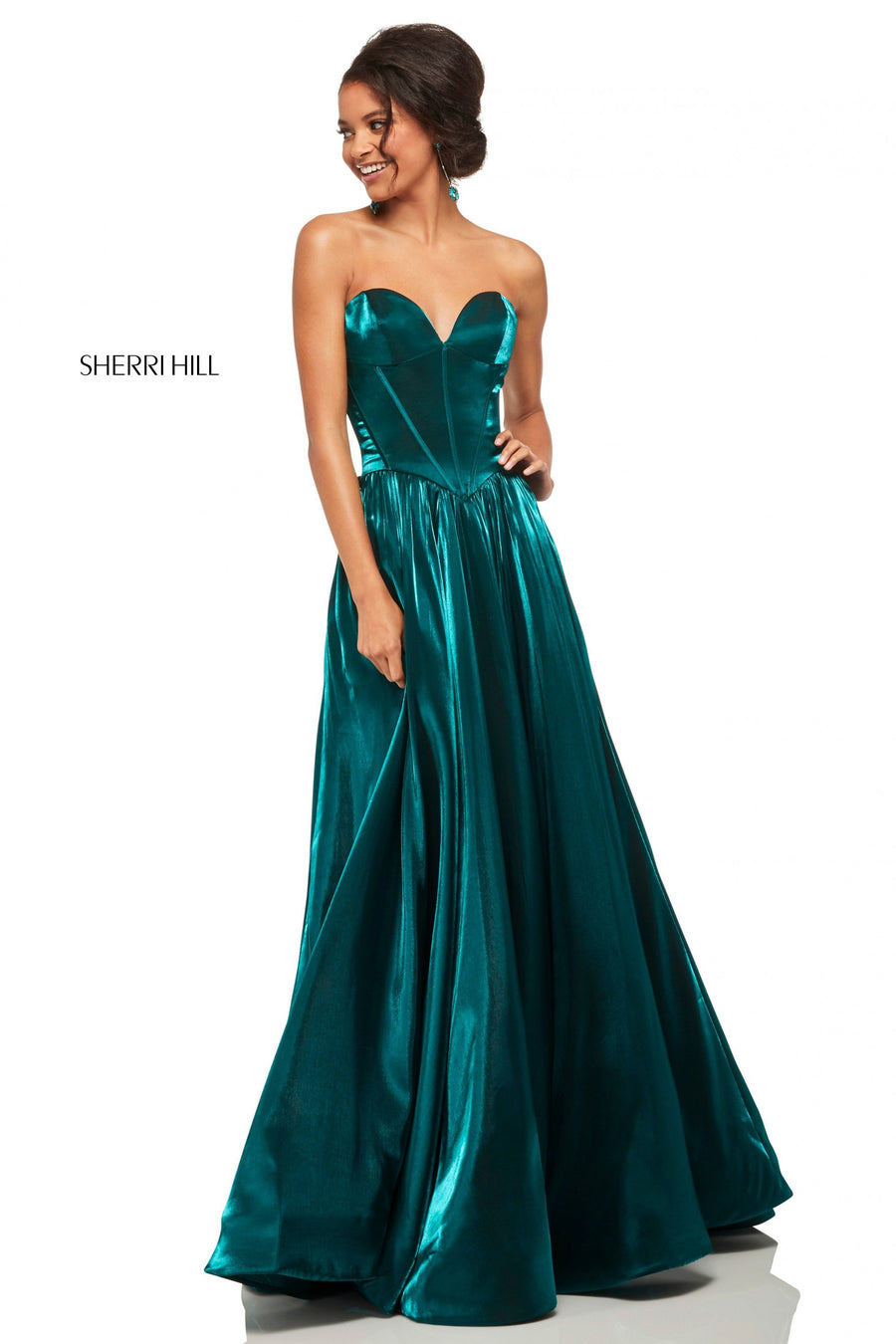 Sherri Hill style 52760 in navy, Strapless Rich Metallic A-Line Gown