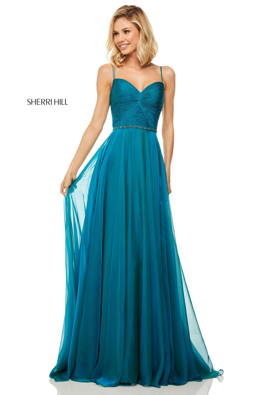 Sherri Hill style 52557 in candy pink, Chiffon Gown