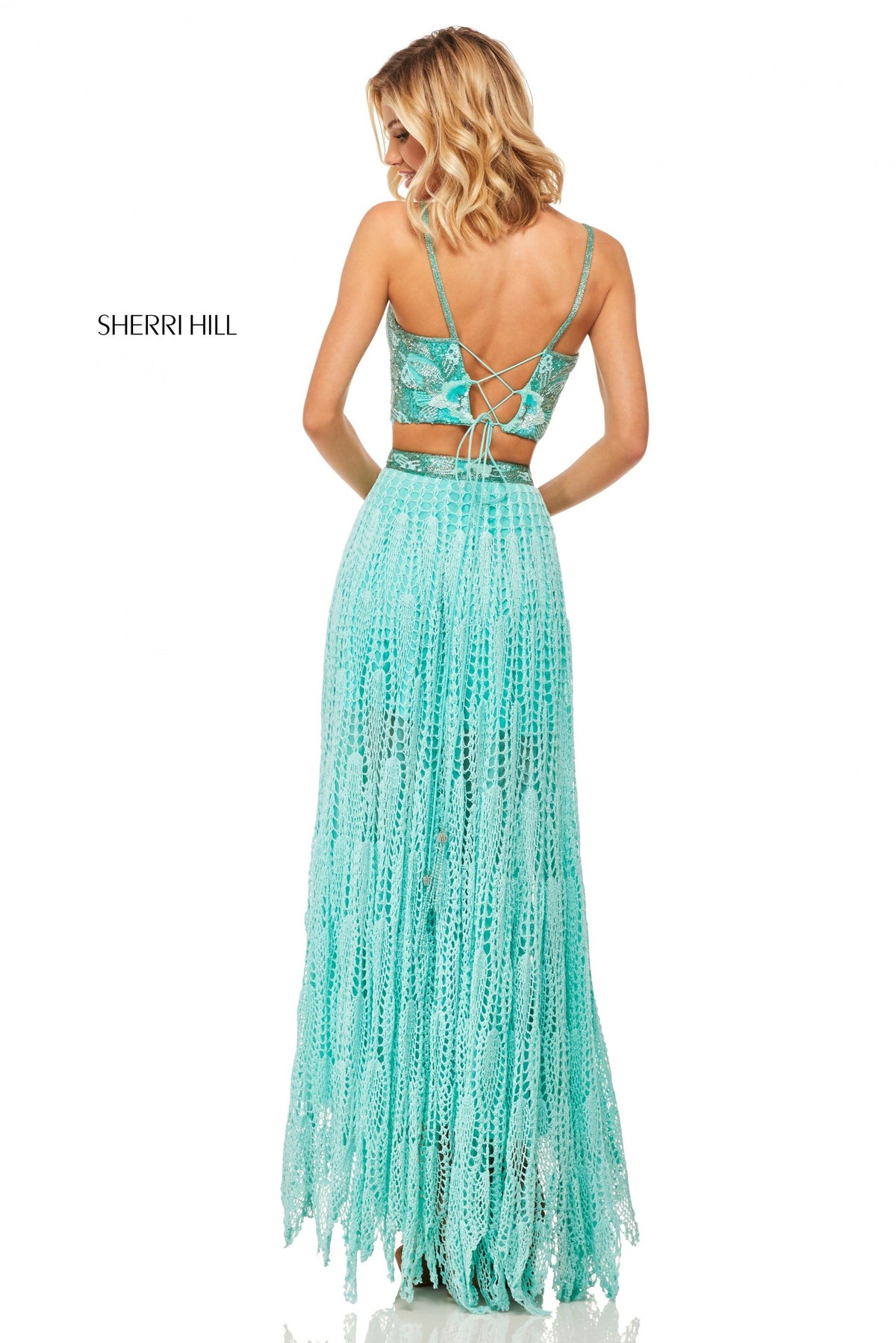 Sherri Hill 52914 two-piece crochet dress