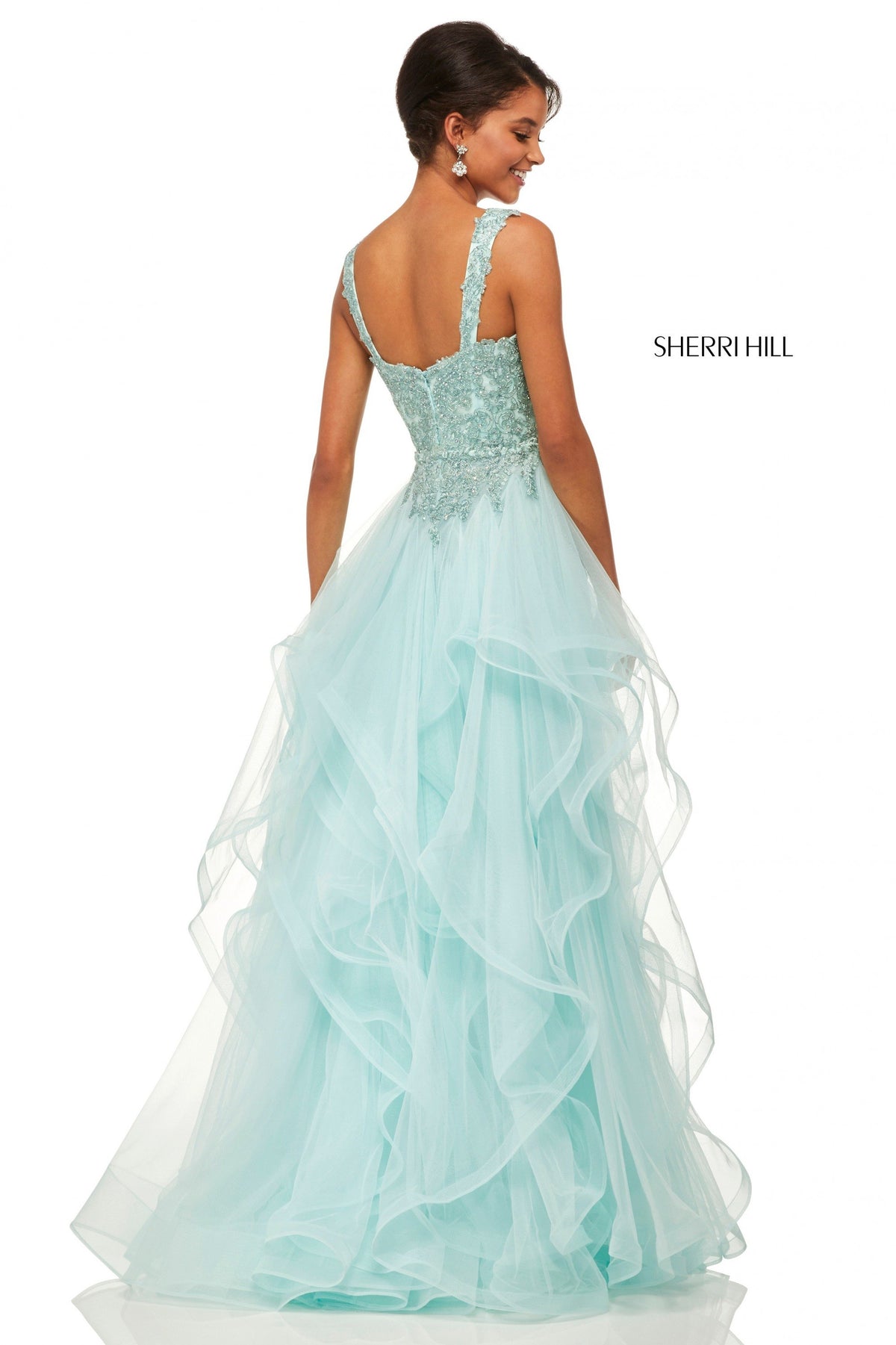 Sherri Hill 52562 metallic lace cocktail gown
