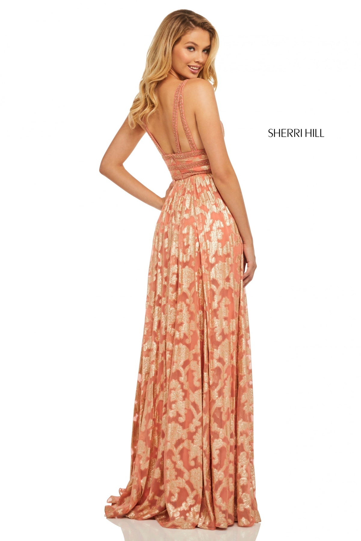 Sherri Hill 52474 metallic cross dyed gown