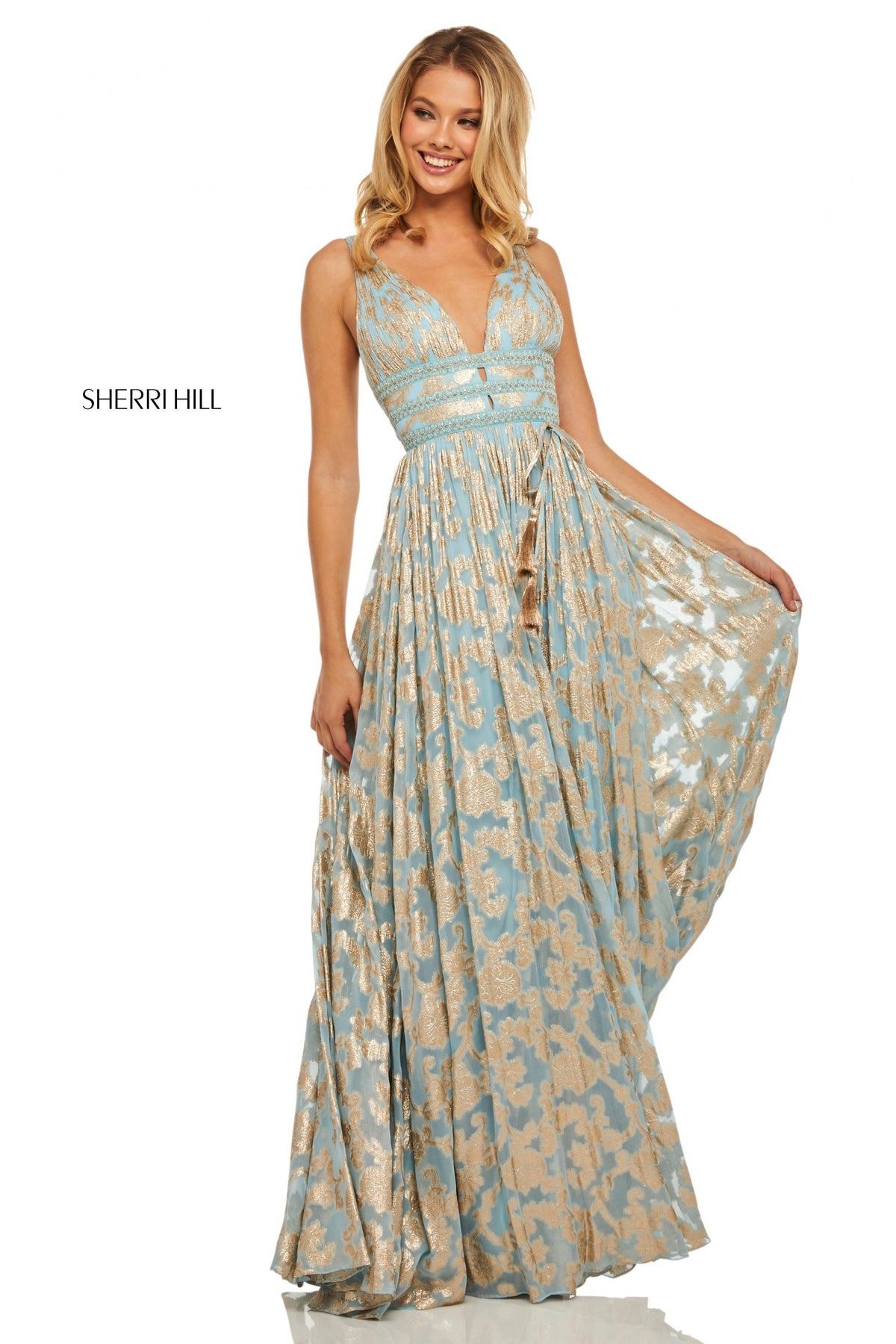 Sherri Hill 52474 metallic cross dyed gown