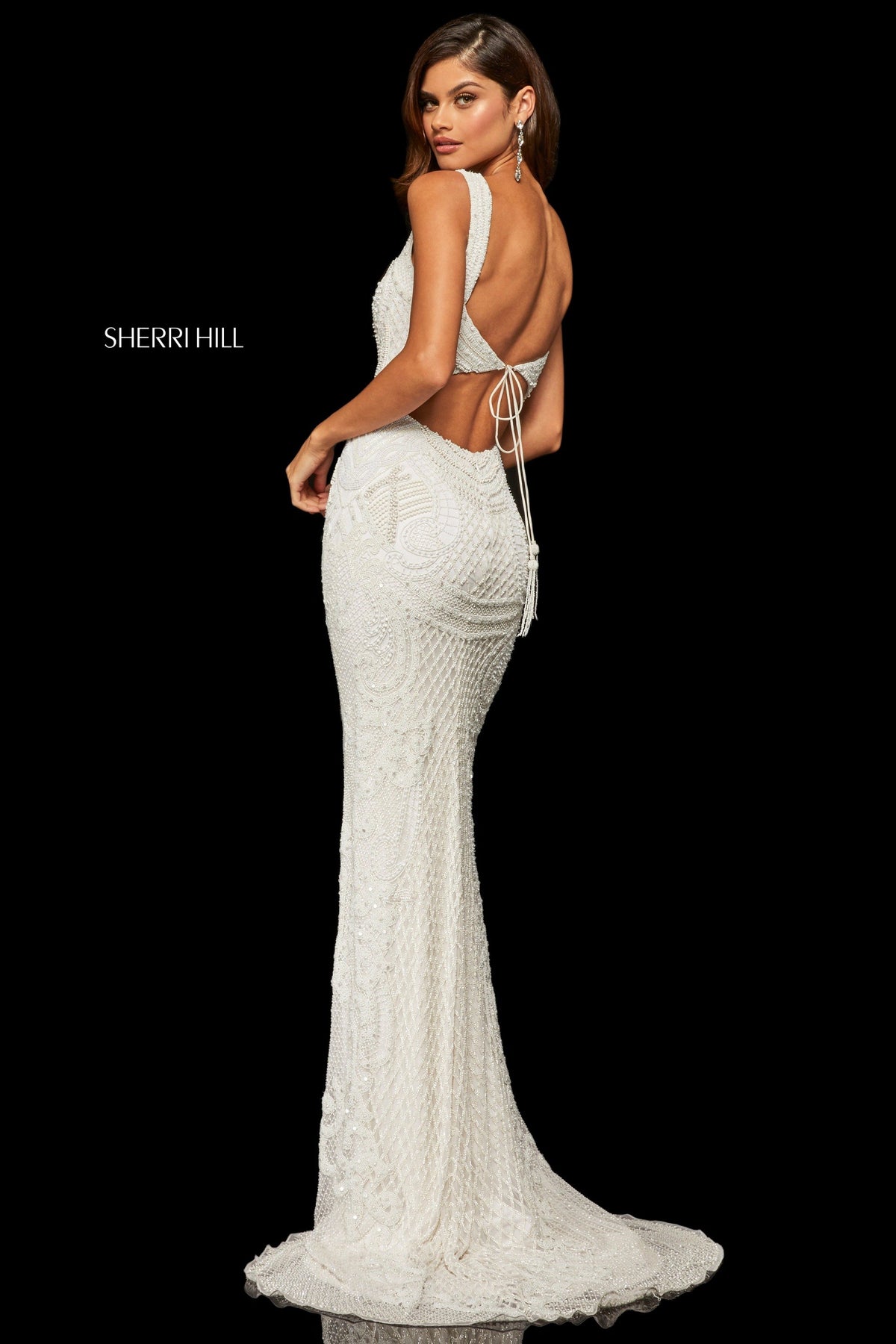 Sherri Hill 52309 fitted beaded gown with thick straps