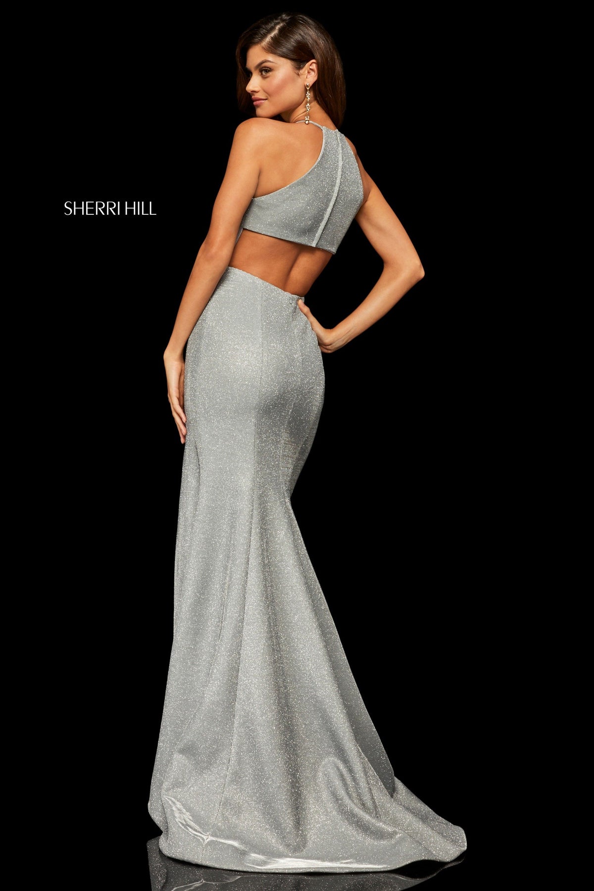 Sherri Hill 52481 high neckline glitter stretch dress