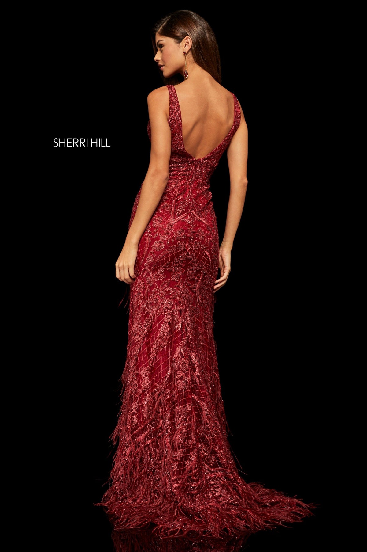 Sherri Hill 52649 embroidered and sequin column dress